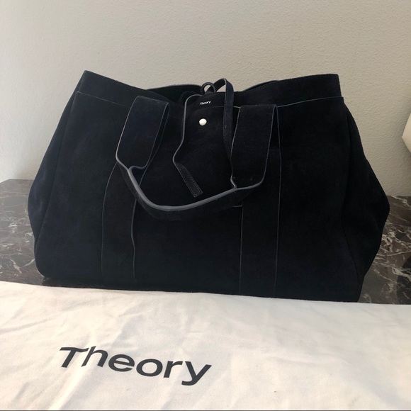 {Theory} Navy Blue Suede Signature Tote - Picture 3 of 7